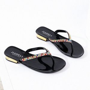 Sommer Strand Schuh Slipper Mode Frauen Hausschuhe Flip-Flops mit Strass Frauen Sandalen Freizeitschuhe k5GW #