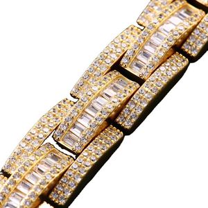 Silver Bangles Mens Miami Cuban Iced Out Bracciale Moissanie Bracciale con diamanti baguette