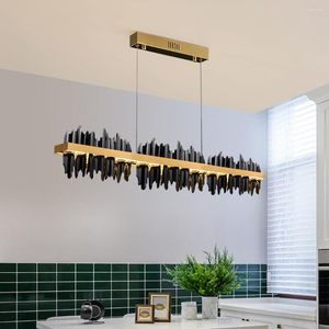 الثريات الإضاءة الحديثة الثريا لغرفة الطعام تصميم الجبال الجليدية LED Hanglamp Kitchen Island Thiptures Gold/Black