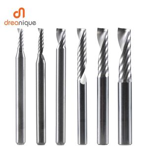 Frees 1pc AAAAA 3D CNC Router Bit Engraving Cut 3.175 /4/6 Shank Single Flute Milling Cutter Spiral End Mill Woodworking Aluminum