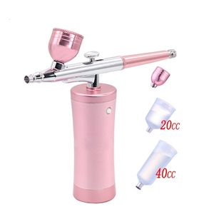 Forniture per tatuaggi aerografo 0,3 mm Mini compressore d'aria Kit aerografo Pistola a spruzzo per vernice Aerografo per nail art Tattoo Craft Cake Nano Fog Mist Sprayer 230612