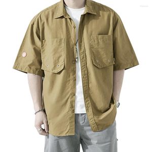 Männer Casual Hemden Multi-Pocket Hemd Für Männer Drehen-unten Kragen Tops Mann Sommer Mode Lose Button Up safari Stil M-4XL