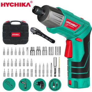 Schroevendraaiers HYCHIKA 3.6V 2.0Ah Electric Screwdriver Cordless Electric Hammer Drill DC Charging with USB Cable Household Electric dremel Tool