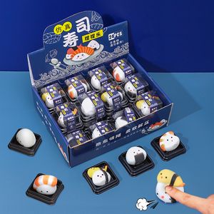 24pcs/Set Soft Cute Create Sushi Shape Fidget Toys Antistress Ball Squeeze Toy Squishi Mochi Powolne stresy Stress Relief Squishy Toy Sticky Fun Gift 2114