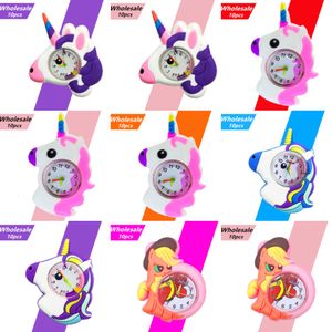 Children's watches 10pcs Wholesale Baby Learn Time Toys Children Unicorn Watch Bracelet Cute Kids Watches for Girls Boys Birthday Gift Clock 230612