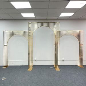 Party Decoration Wedding Arch Iron Screen Gold Plated Fram Backdrop Decor Props Geometry Artificial Flower Stand