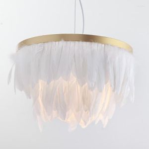 Pendelleuchten Nordic Kronleuchter Moderne minimalistische Wohnzimmer warmes romantisches Licht Luxus LED Kinder Ins Net Red Schlafzimmer Feder