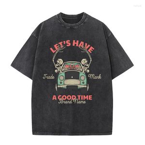 Men's T Shirts Let'S Have A Good Time Skeleton Friends Take Ride Together Tshirt Mens Cotton T-Shirts Summer Clothes Hip Hop Loose