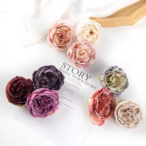 Dried Flowers 10Pcs of Artificial Flower Silk Peony Head Embroidery Scrapbook Christmas Decorations Home Wedding Bride Accessories Clearance