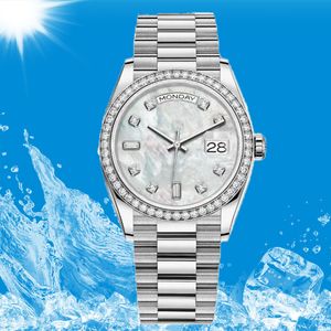 Relógios femininos de aço inoxidável com movimento mecânico automático, à prova d'água, luminosos, luxuosos, femininos, relógios de pulso com diamantes