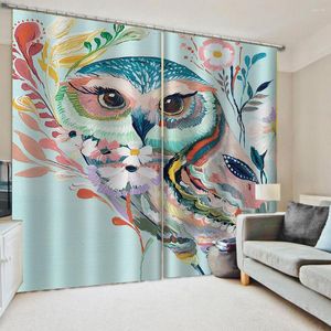 Curtain 3D Hand Painted Po Blackout Colorful Bird Kids Living Room Bedroom Curtains Drapes Home Decor Kitchen Window