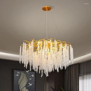 Pendant Lamps Creative Branch Led Lights Crystals Hanging Chandelier Living Room Suspend Lamp Dining Art Deco Indoor Lighting