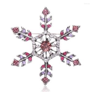 Broşes Klasik Rhinestone Snowflake Kadınlar İçin UNISEX Yeşil Pembe Çiçek Partisi Günlük Broş Pin Hediyeler