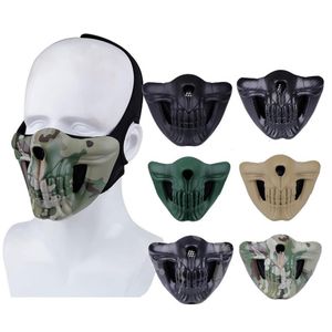 Máscara de caveira de meia face ao ar livre Equipamento esportivo Airsoft Equipamento de proteção para tiro Airsoft tático Cosplay de Halloween NO03-119249I307I