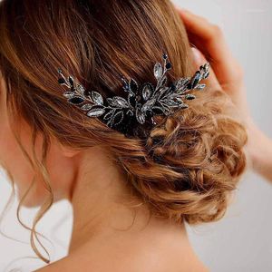 Headpieces Glass Drill Hair Comb Insert Bridal Headwear Metal Leaf Wedding Accessories Rhinestone Headband Clips