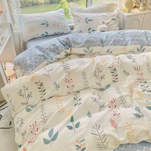 寝具セットINS花の寝具セットシンプルな平らなベッドシート布団カバーツインフルクイーンノルディックベッドリネンボーイガールベッドリネンズZ0612