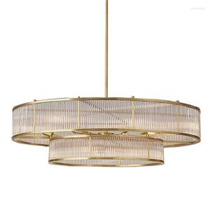 Hängslampor American Loft Style Metal Lamp Body Round LED LUSTER GLASS TULES Lätt vardagsrum /matsal Rod Hang