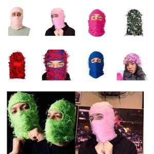 Fashion Face Masks Neck Gaiter Balaclava Distressed Knitted Full Face Ski Masks Shiesty Mask Camouflage Balaclava Fuzzy Balaclava Ski hat230612