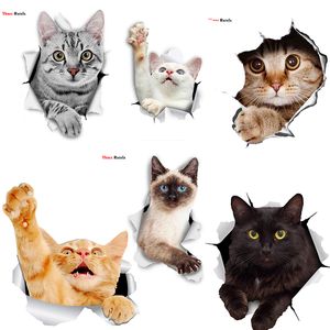 FTC-1040 Three Ratels 3D Cat Stickers Breakout Siamese for Wall Fridge Toilet Diary Stationery Album Flakes Scrapbookin