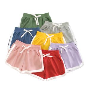 Shorts Verão Meninos Meninas Moda Elástico Candy Color Crianças Esportes Curto Cintura Média Casual Praia Roupas Infantis 29 Ano 230613