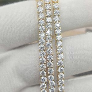 Pass Diamond Tester Hip Hop Schmuck Moissanit Tennis Halskette Gra Silber 2/3/4/5 mm d Farbe Moissanit Diamant Tennis Kette