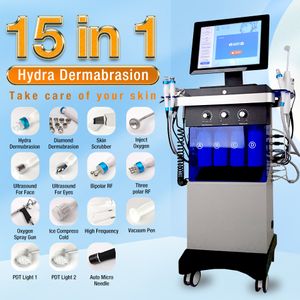 2023 15 in1 hidrafacial makine cilt bakımı mikrodermabrazyon rf yüz kaldırma elmas soyma su jeti aqua yüz hidra makinesi spa