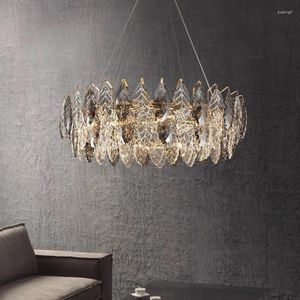 Hängslampor lyxiga moderna belysning vardagsrum lyster lämnar kristall ledande lampor glänsande guld metall lampan art deco