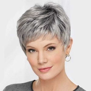 Spets peruker Joy Beauty Short Bob Wavy peruk för kvinnor syntetiska silvergrå peruker för fest eller dagligen använder värmebeständiga frisyr peruker z0613