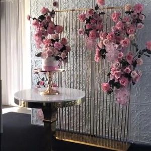 Party Decoration 1pcs) Inget bord) Bröllopsbakgrund Stand Gold Metal Flower Silver Back Drop For Event Stage AB0983