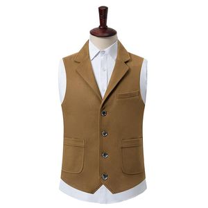 Jackets 25% Wool Spring/autumn Camel Men's Casual Vest Fashion Formal Waistcoat Male Coat Multi Color Xs4xl Party Wear Wedding Clothing