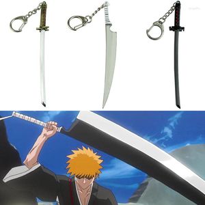 Keychains Bleach Keychain Kurosaki Ichigo Zangetsu Sword Alloy Pendant Key Chains For Men Car Anime Accessories Presents