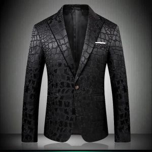 Qnpqyx nya män krokodilmönster bröllop kostym svart blazer jacka smal fit stilfulla kostymer scenkläder för sångare mens blazers design 9006 kostymer