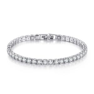 Hip Hop Men Ladies Titanium Steel Diamond Zircon Tennis Bracelet Stainless Steel Tennis Chain