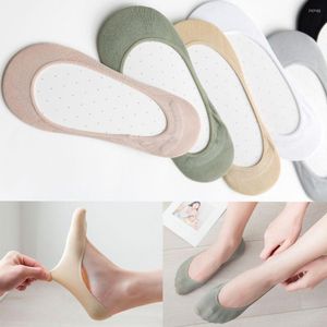 Women Socks Casual Low Cut Sweat-absorbent Cotton Shallow Mouth Silicone Non-slip Invisible Boat