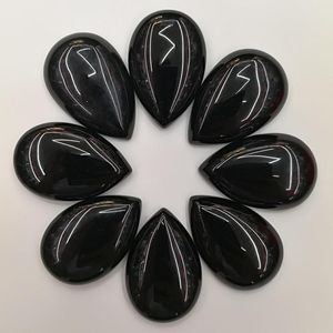 Kristal Toptan 25x18mm Doğal Siyah Onik Taş Gözyaşı Kabin Cabochon Boncuklar için DIY Mücevher Aksesuarları Ücretsiz Nakliye 20 PCS/LOT