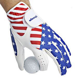 Cycling Gloves Golf American Flag Mens Left Hand Leather Soft Breathable Pure Sheepskin Golfer Accessories All Weather Grip 230612