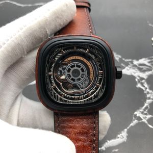 Andra klockor lyxmärke automatiska mekaniska sju rostfritt stål miyota rörelse unik design kvadrat fredag ​​armbandsur sf p28 05 230612