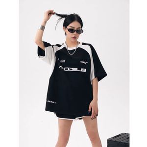 Kadın T-Shirt Houzhou Vintage büyük boy tişört kadın y2k sokak kıyafeti kısa kolu üst kpop grafik tees hippi kore moda tişörtleri yaz 230612