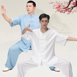 Этническая одежда китайская традиционная костюма для костюма унисекс Тай Чи практикование боевых искусств костюм мужская женская гостиная