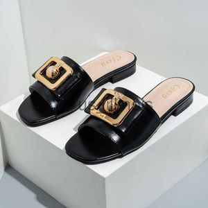 Slippers Ladies's Slippers Женская квадратная наполовину поддерживает женскую обувь Новая тенденция обуви Muller net Red Slipper for Girls Sandals 37-42 J230613