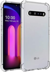 Rensa telefonfodral för LG K22 K52 V40 V60 STYLO 6 Velvet Soft Flexible TPU med krockkuddar Socktäta transparent anti-gulande telefonskydd