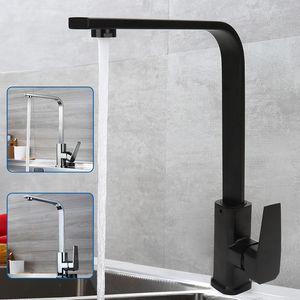 Badrumsfläckkranar Matt Blackbrushed Nickle Kitchen Kaucet and Cold Water Mixer 360 graders roterande fartyg Sink Tap Wall Mounted For Kitchen 230612