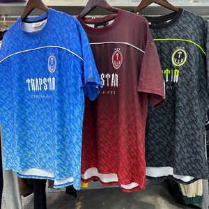 Herr t-shirts Trapstar Gradient Color Mesh Snabbtork Kort ärm Män och kvinnor Summer Loose Sports Kort ärm 230613