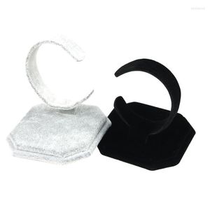 Jewelry Pouches 1 PC Black / Gray Velvet C-Shaped Design Bracelet Bangle Watch Cabinet Display Stand Storage Rack