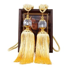 Curtain Poles 1Pair Holder Wall Euro Faux Crystal Tassels Fringe Tieback Rope Window Drapes Decor curtains tieback door hanger wall 230613