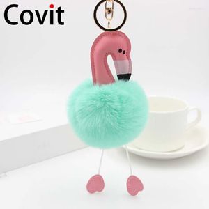 Portachiavi Covit Flamingo Portachiavi Piuma Palla Pompon Portachiavi Creativo Capelli Finti Peluche Donne Ciondolo Borsa Uomo Anello Auto Regalo