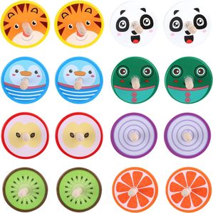 Wooden Spinning Tops Toy Wood Novelty Gyroscopes Kids Handmade Painted Spinner Kindergarten Toys Vintage Craft Spin Top Gift for Toddlers Girls Boys