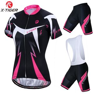 Cycling Jersey Sets X-Tiger Women's Cycling Jersey Set Summer Anti-UV Cycling Bicycle Clothing Quick-Dry Mountain Female Bike Clothes Cycling Set 230612