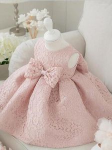 Dziewczyna sukienki Baby Pink Glitz Organza Sukienka z chrztu na 1 rok urodzinowy chirstening niemowlę