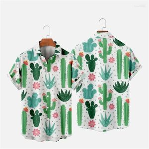 Men's Casual Shirts Men's Summer Men's Shirt Cactus Pattern Printing Classic Fashion Hawaiian Short Sleeve Holiday Leisure High